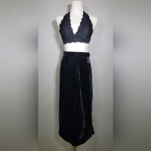 GRS Black Velvet Mid-Length Pencil Skirt, size 8/38